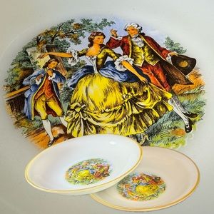 Vintage Harker Pottery Pattern Godey pattern Courtship. Serving Fruit Bowls (2)